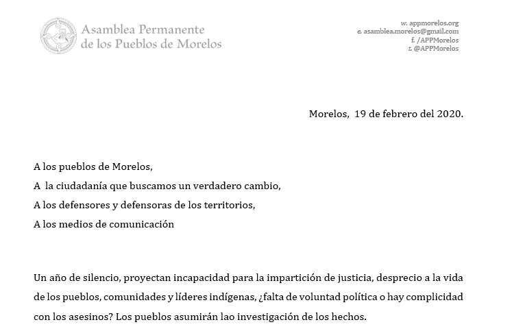 Comunicado: A los pueblos de Morelos, A la ciudadanía que buscamos un verdadero cambio,