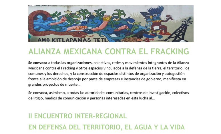 Invitación a II Encuentro Interregional en Defensa del Territorio en Xilitla, San Luis POtosí