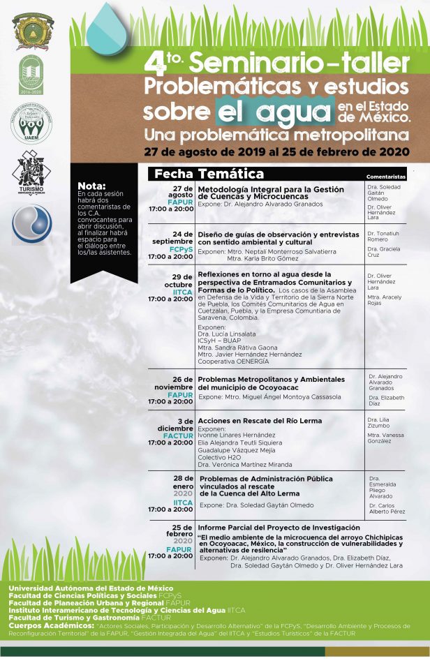 4to seminario taller problemáticas y estudios sobre el agua en el Estado de México