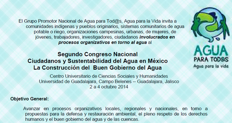 Segundo Congreso Nacional  Ciudadanos y Sustentabilidad del Agua en México  La Construcción del Buen Gobierno del Agua