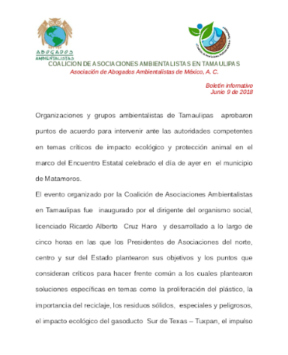 Coalisión de asociaciones ambientalistas en Tamaulipas