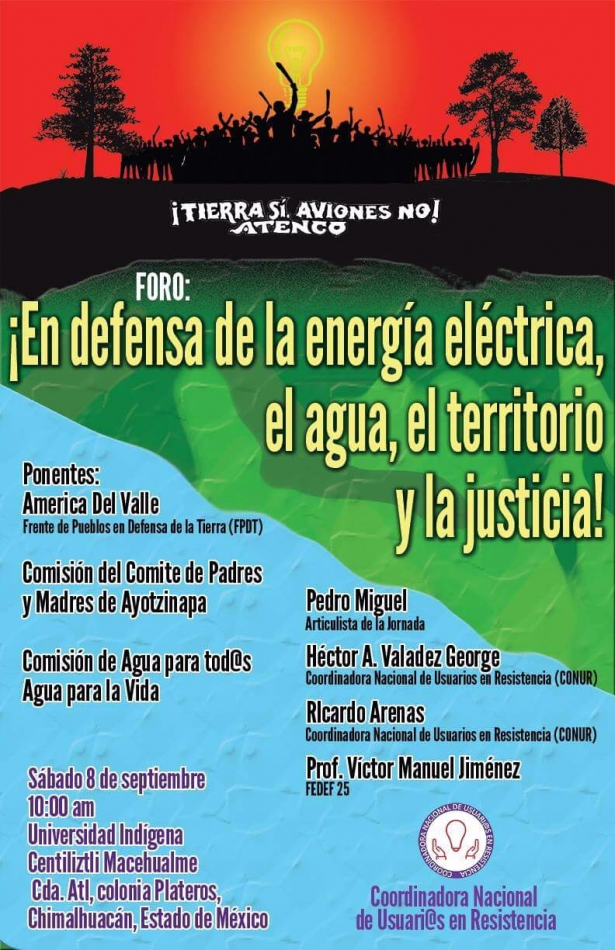 En defensa de la energia electrica, el agua, el territorio y la justicia.