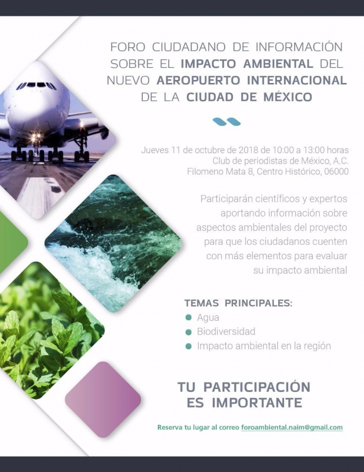 Foro ciudadano de información sobre el impacto ambiental del NAICM