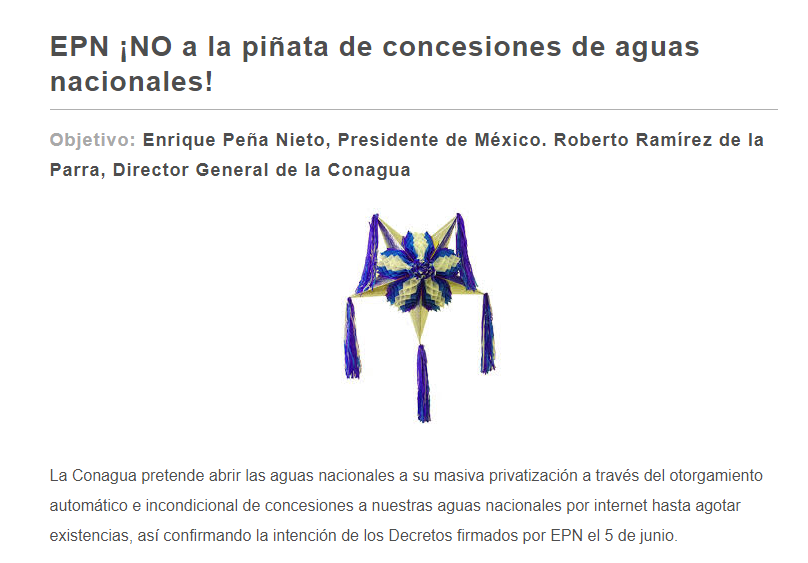 EPN ¡NO a la piñata de concesiones de aguas nacionales!