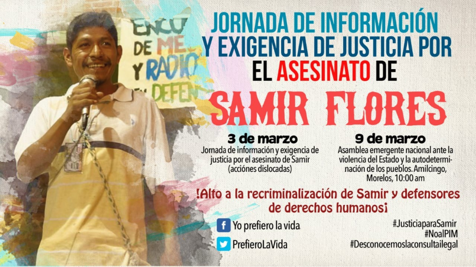 Jornada de información y exigencia de justicia por el asesinato de Samir Flores