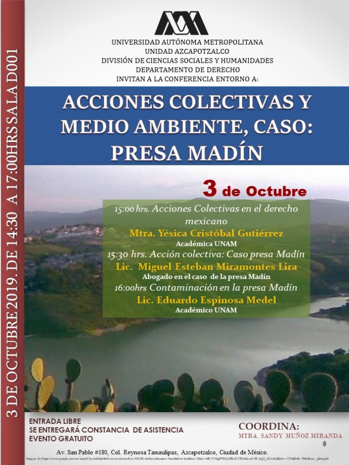 Acciones colectivas y medio ambiente; Presa Madín (3 de octubre)