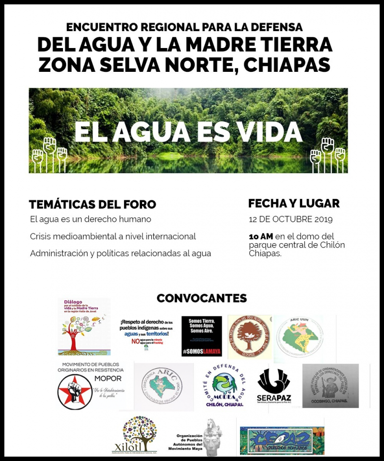 Encuentro regional para la defensa del agua y la madre tierra zona selva norte, Chiapas