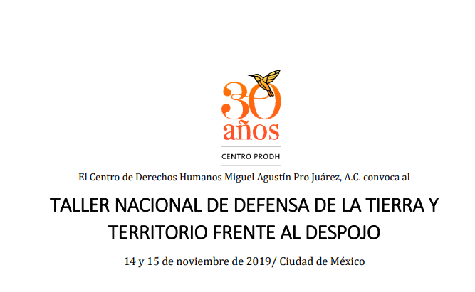 TALLER NACIONAL DE DEFENSA DE LA TIERRA Y TERRITORIO FRENTE AL DESPOJO