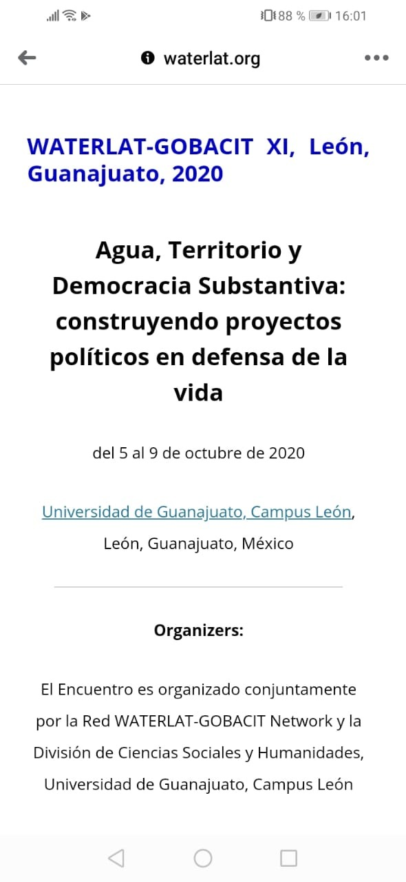 Agua, territorio y democracia substantiva: Construyendo proyectos políticos en defensa de la vida