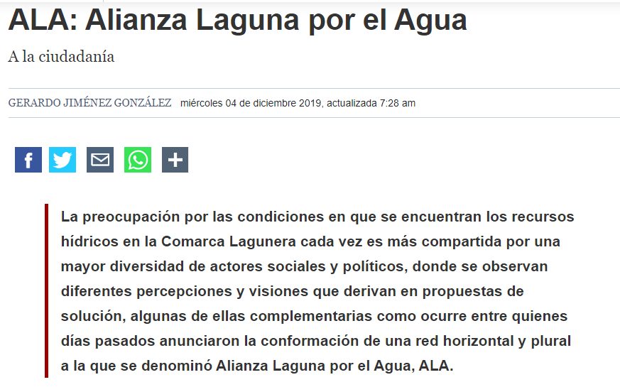 ALA: Alianza Laguna por el Agua