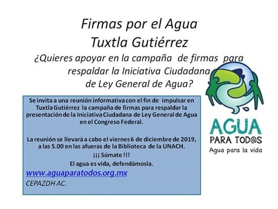 Firmas por el agua Tuxtla Gutiérrez