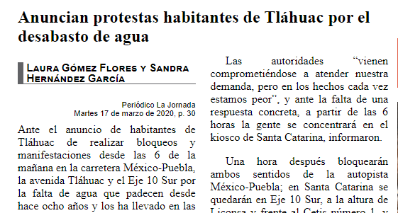 Anuncian protestas habitantes de Tláhuac por el desabasto de agua