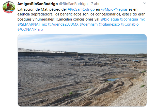 Extracción de Mat. pétreo del #RioSanRodrigo en @MpioPNegras es en esencia depredadora