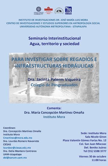 [red-ISSA] Invitación al Seminario Agua,territorio y sociedad, CIESAS; Instituto Mora y UAM-I